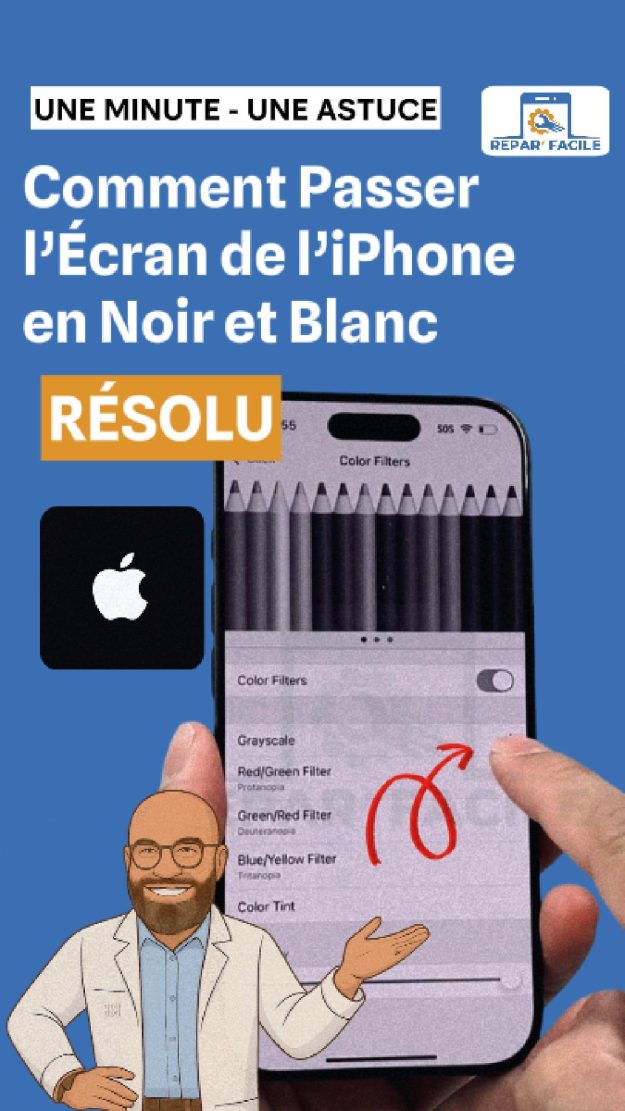 Comment Mettre son iPhone en Noir et Blanc (Mode Grayscale iOS)