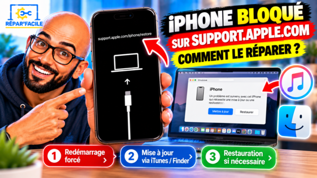 Comment débloquer un iPhone bloqué sur support.apple.com / iPhone Restore