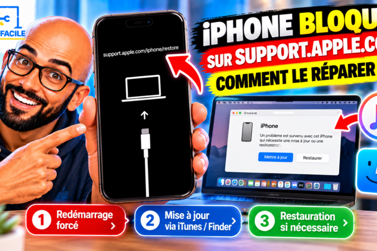 iPhone bloqué sur écran support.apple.com Comment débloquer un iPhone bloqué sur support.apple.com / iPhone Restore