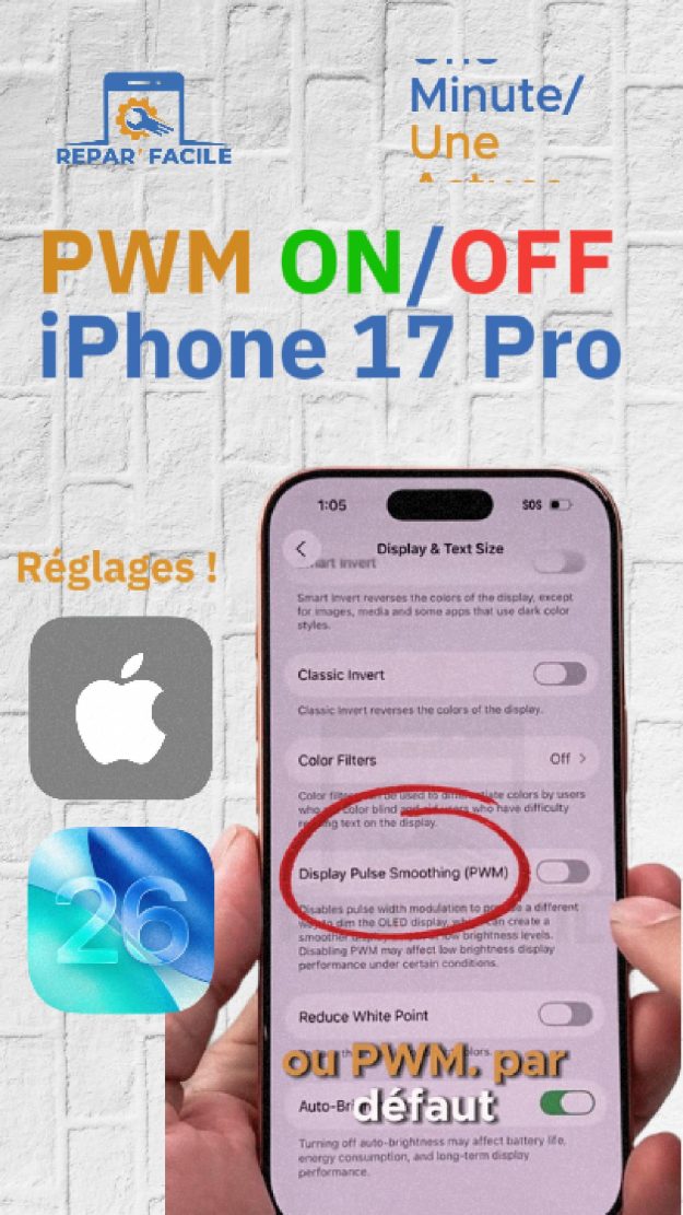 Activer / Désactiver le Pulse Display (PWM) sur iPhone