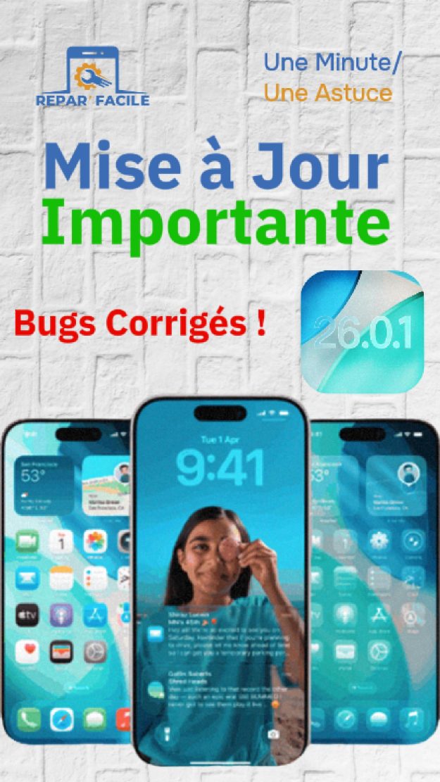 iOS 26.0.1 : Mise à jour importante iPhone 17 / 17 Pro
