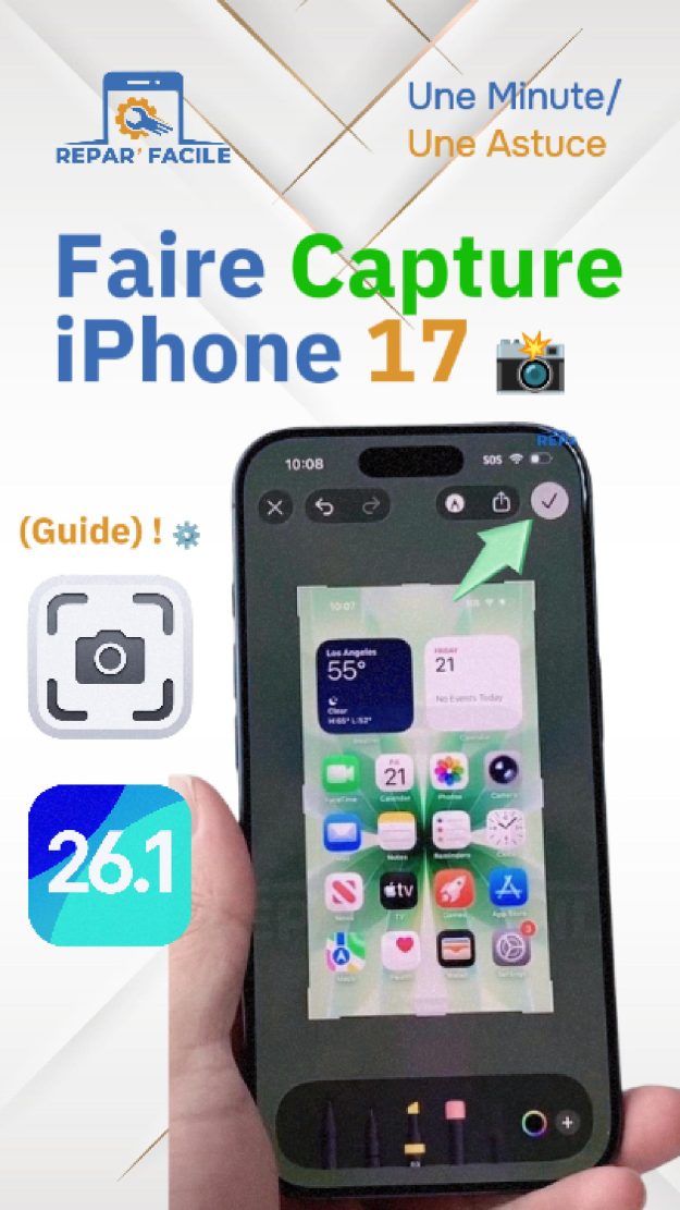 Comment faire une capture d’écran sur iPhone 17 (iOS 26)