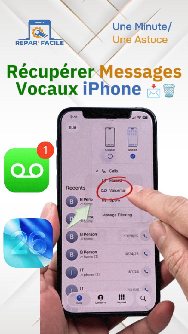 Récupérer messages vocaux supprimés iPhone 📩 | iOS 26