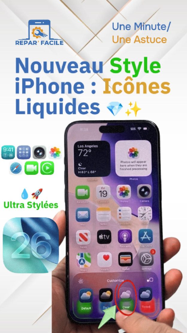 Icône Liquid Glass iOS 26 : activer le nouveau style d’apps