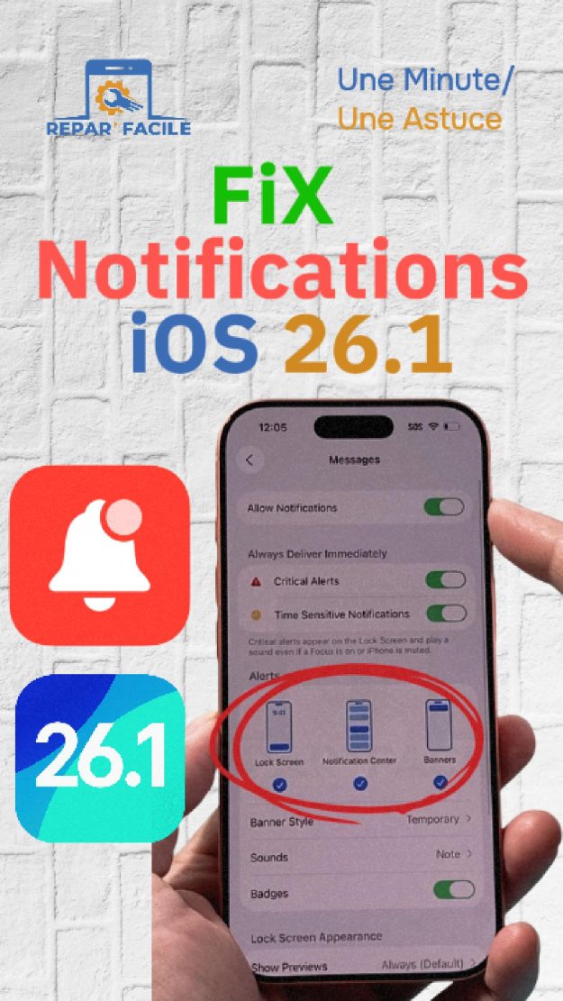 Notifications iPhone iOS 26 qui ne marchent pas : Solution