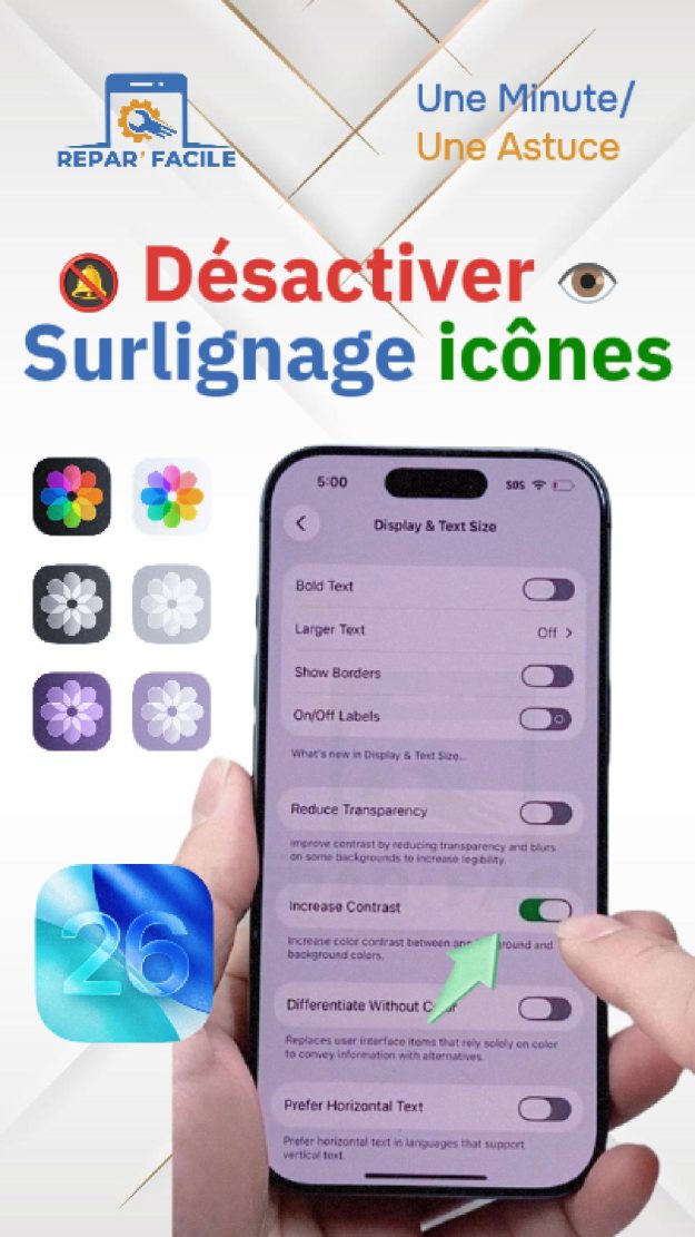 Supprimer le contour blanc autour des icônes sur iPhone après une mise à jour