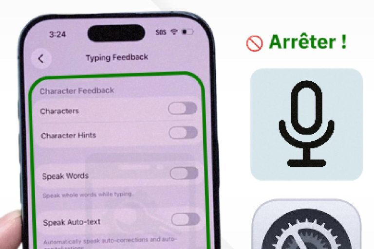 Désactiver la voix pendant la saisie sur iPhone (iOS 18 et iOS 26)