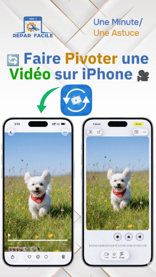 Faire pivoter une vidéo sur iPhone (iOS récent)