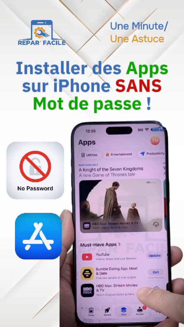 Installer apps iPhone sans mot de passe Apple ID