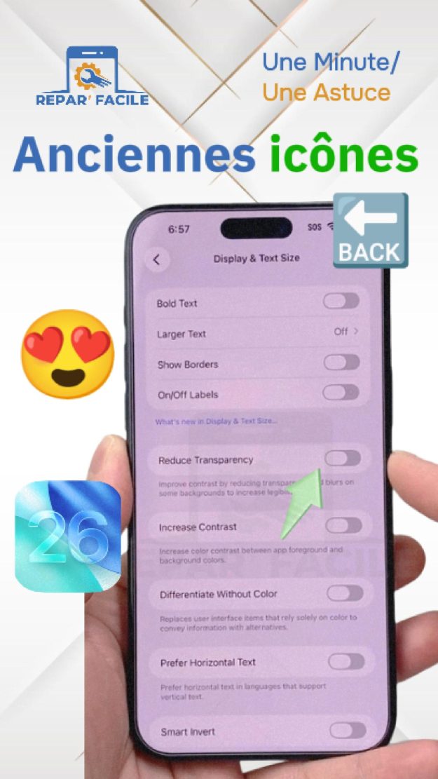 Retrouver les anciens icônes iPhone iOS 26