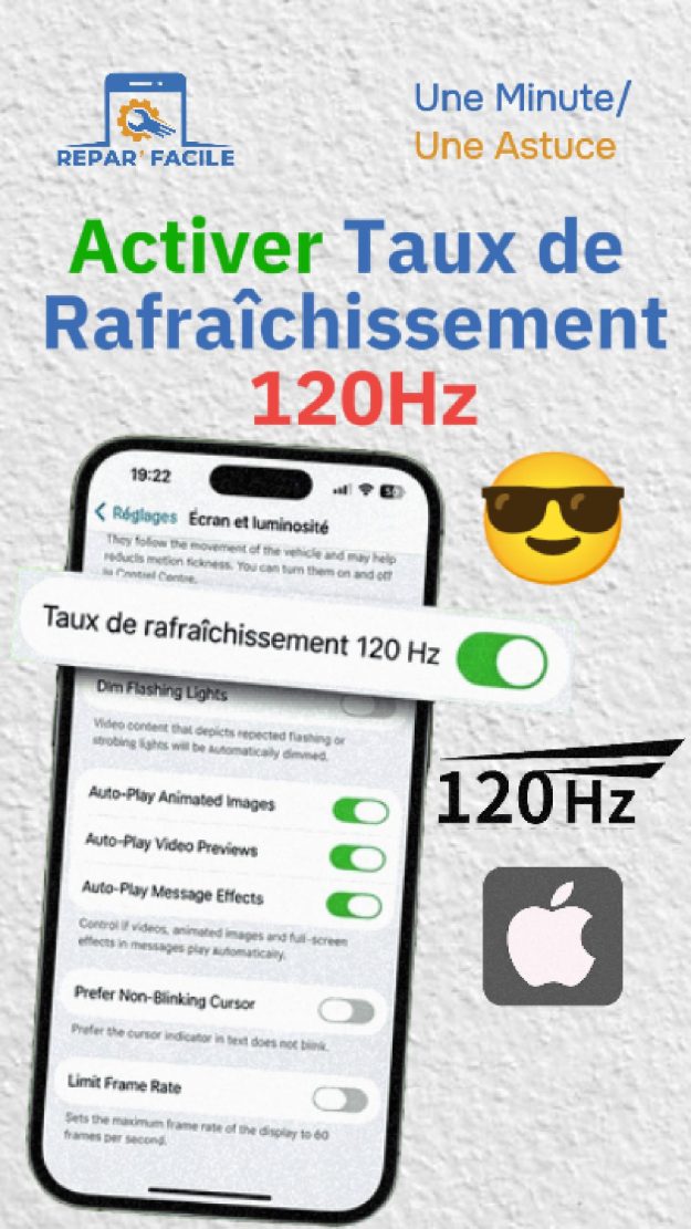 Activer le 120 Hz sur iPhone