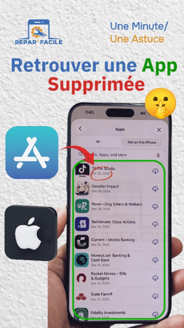 Retrouver et réinstaller apps supprimées iPhone
