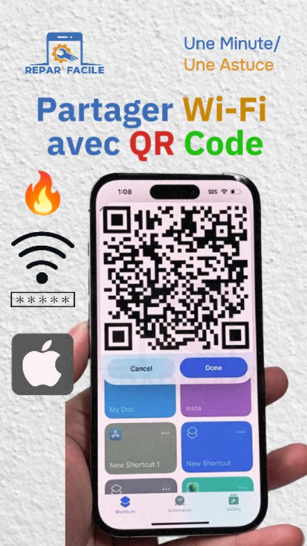 Partager Wi-Fi iPhone avec QR code sans mot de passe