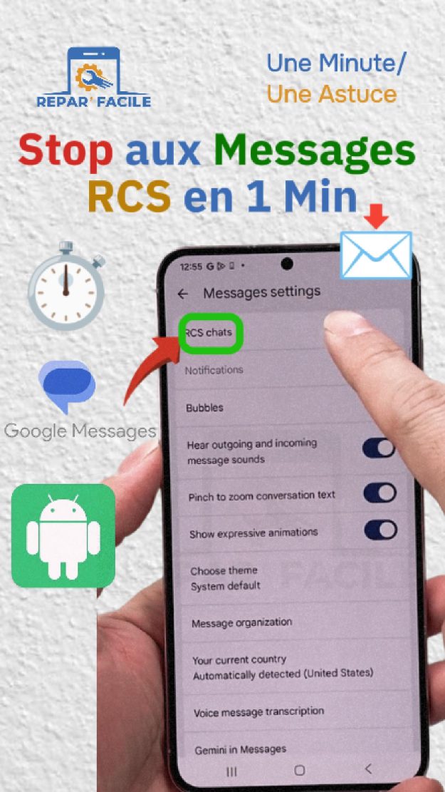 Désactiver RCS Android (Google Messages)