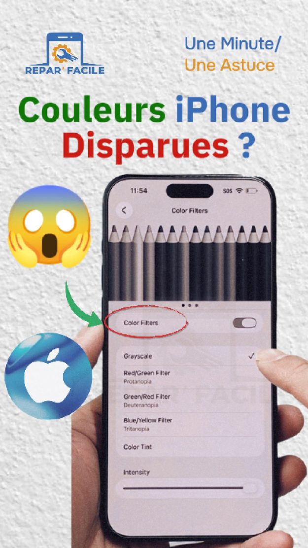 iPhone noir et blanc : Activer niveaux de gris