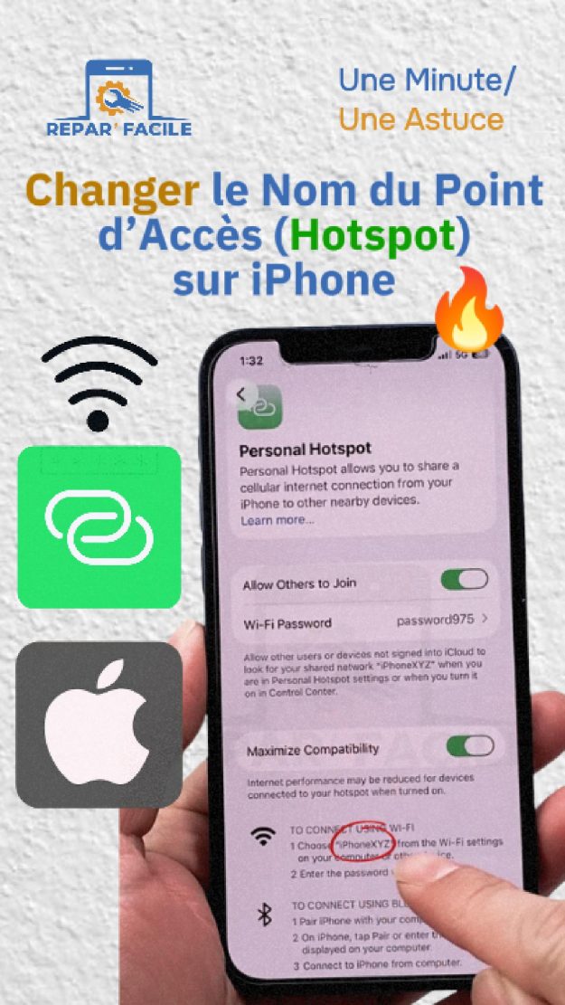 Changer nom hotspot iPhone facilement