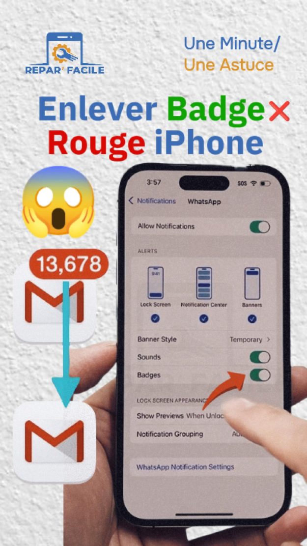 Supprimer badges iPhone (chiffres notifications)